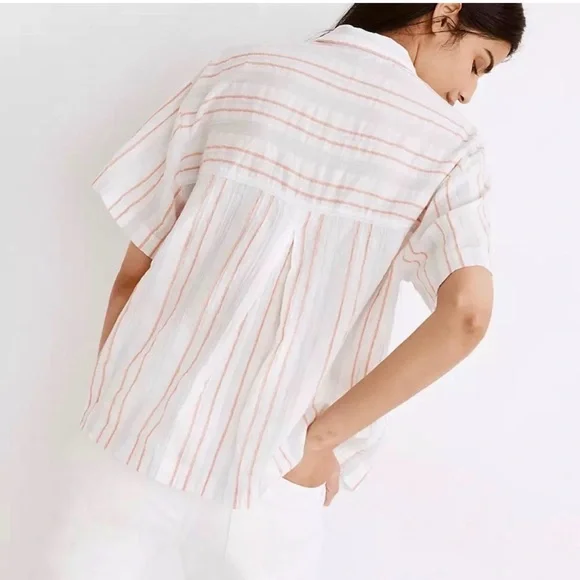 Madewell Women’s Beachside Seersucker Stripe Shirt Medium White - Picture 2 of 9